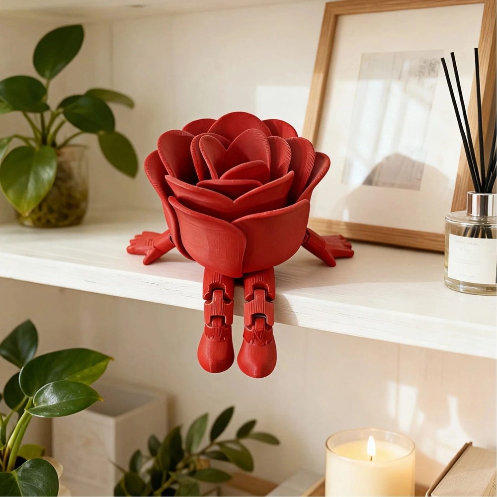 Creative 3D Printed Anthropomorphic Rose Home Decor Ornament 0