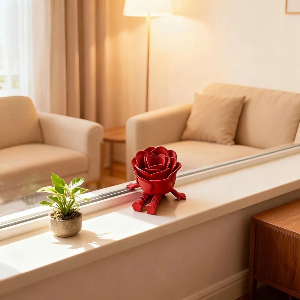 Creative 3D Printed Anthropomorphic Rose Home Decor Ornament 2