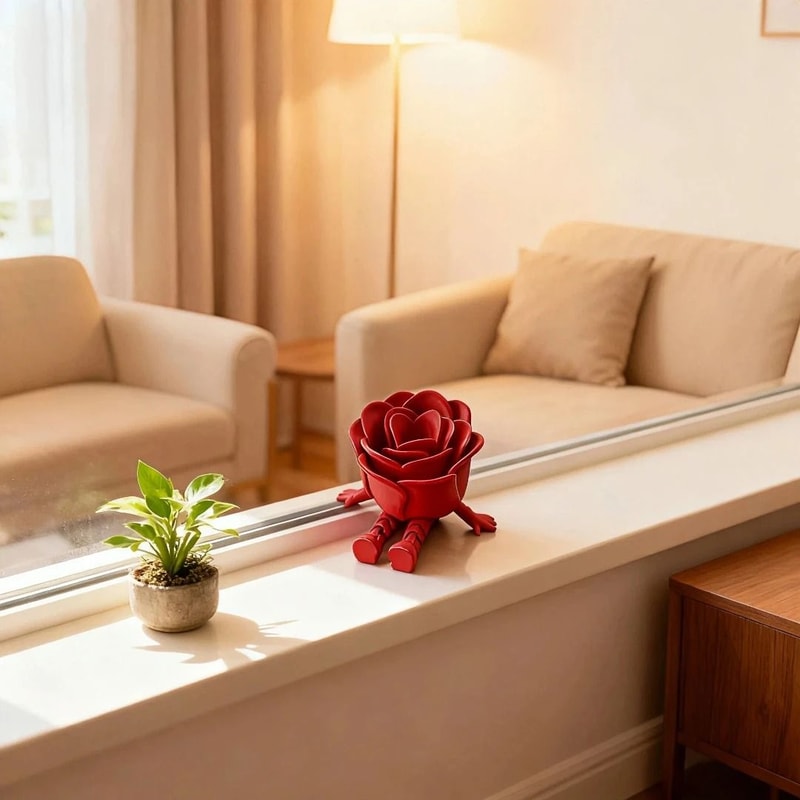 Creative 3D Printed Anthropomorphic Rose Home Decor Ornament 2