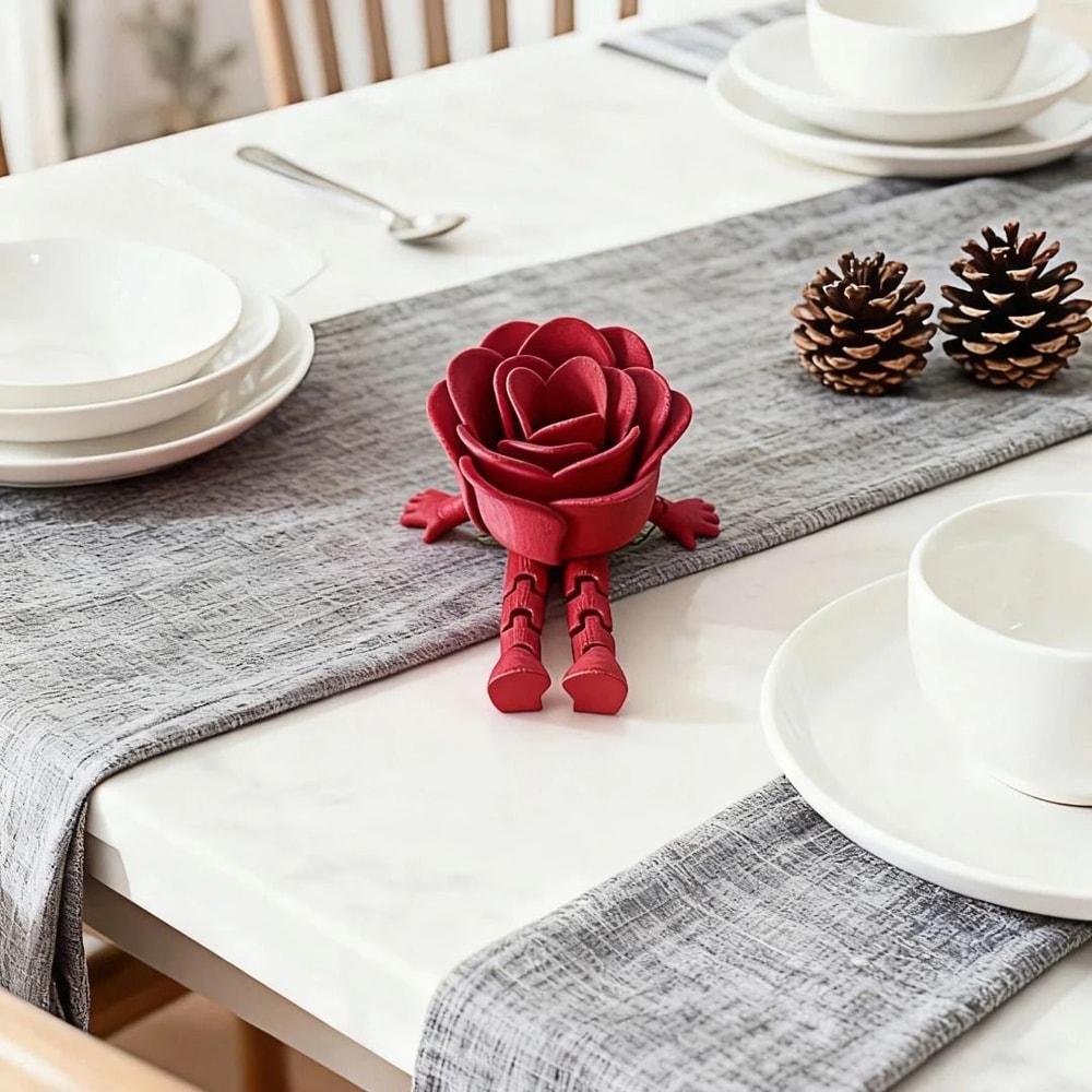 Creative 3D Printed Anthropomorphic Rose Home Decor Ornament 3