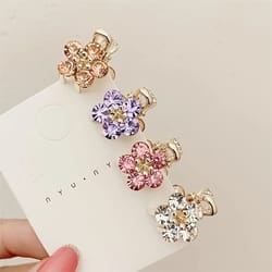mini rhinestone flower hair claw clips with strong grip