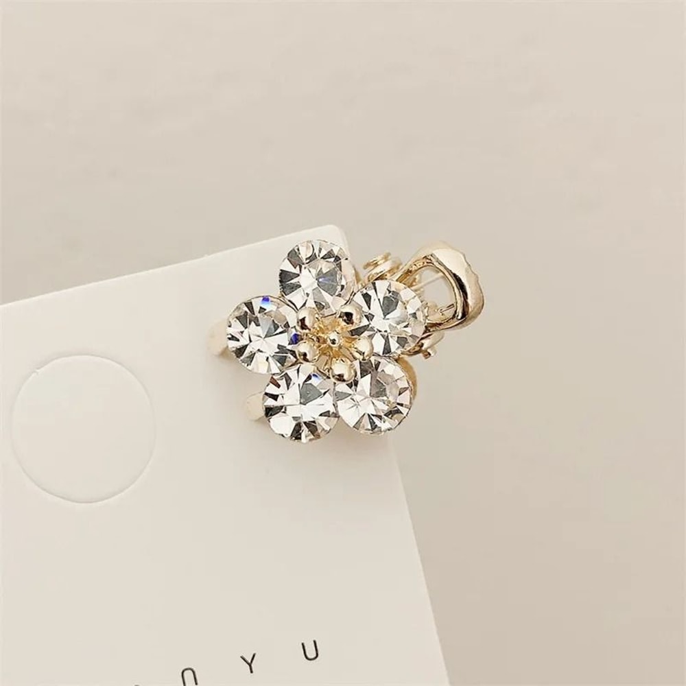 Mini Rhinestone Flower Hair Claw Clips With Strong Grip 2