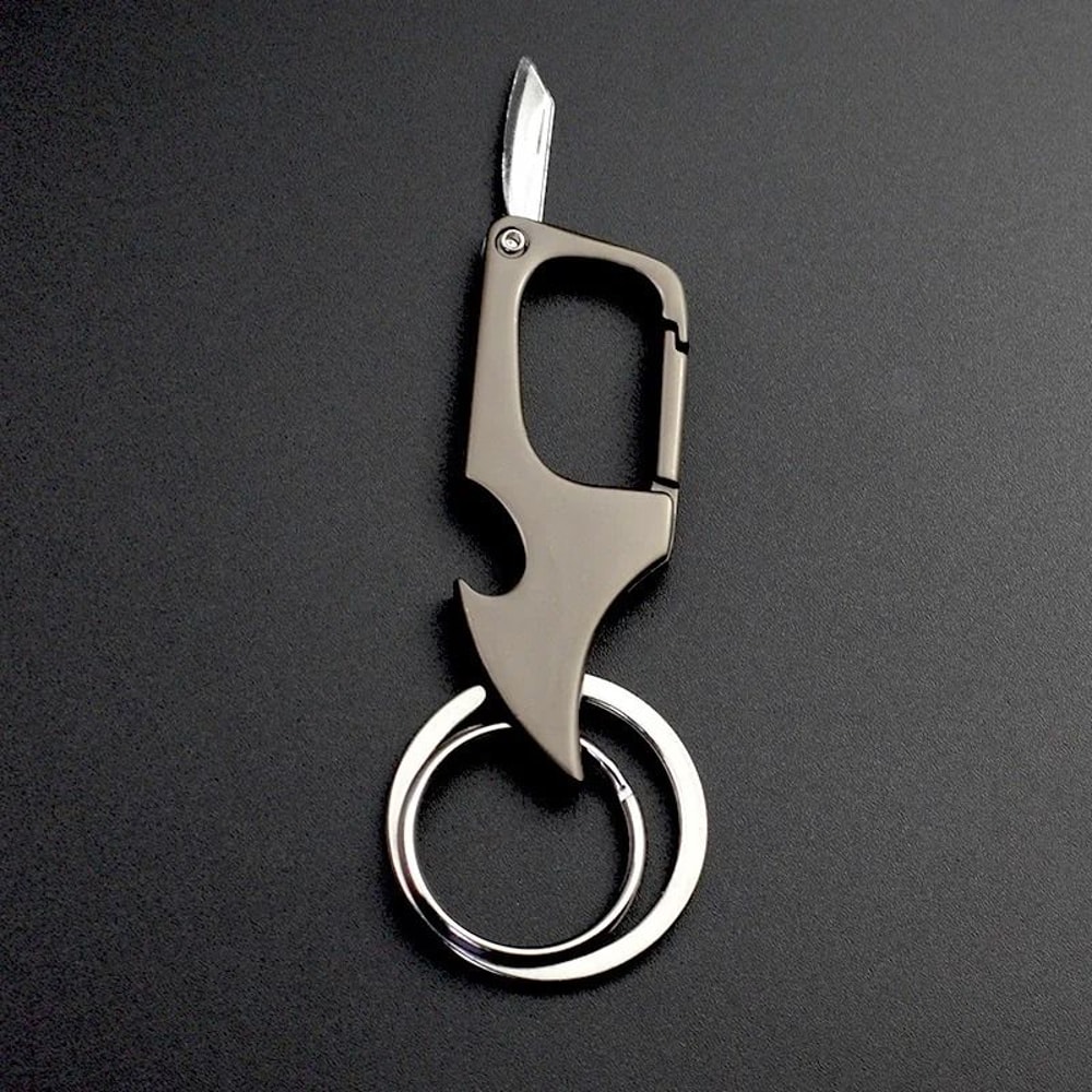 Multi Function Key Ring With Folding Knife Bottle Opener And Detachable Clip 2