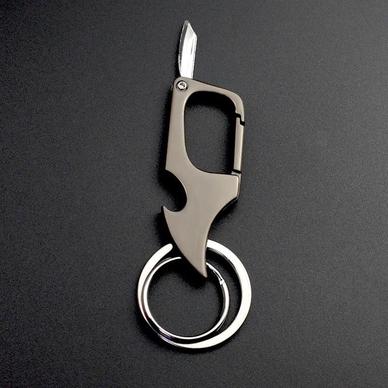 Multi Function Key Ring With Folding Knife Bottle Opener And Detachable Clip 2