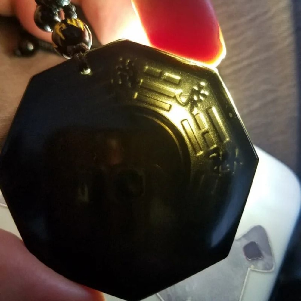 Black Obsidian Yin Yang Protection Necklace With Adjustable Bead Chain 2