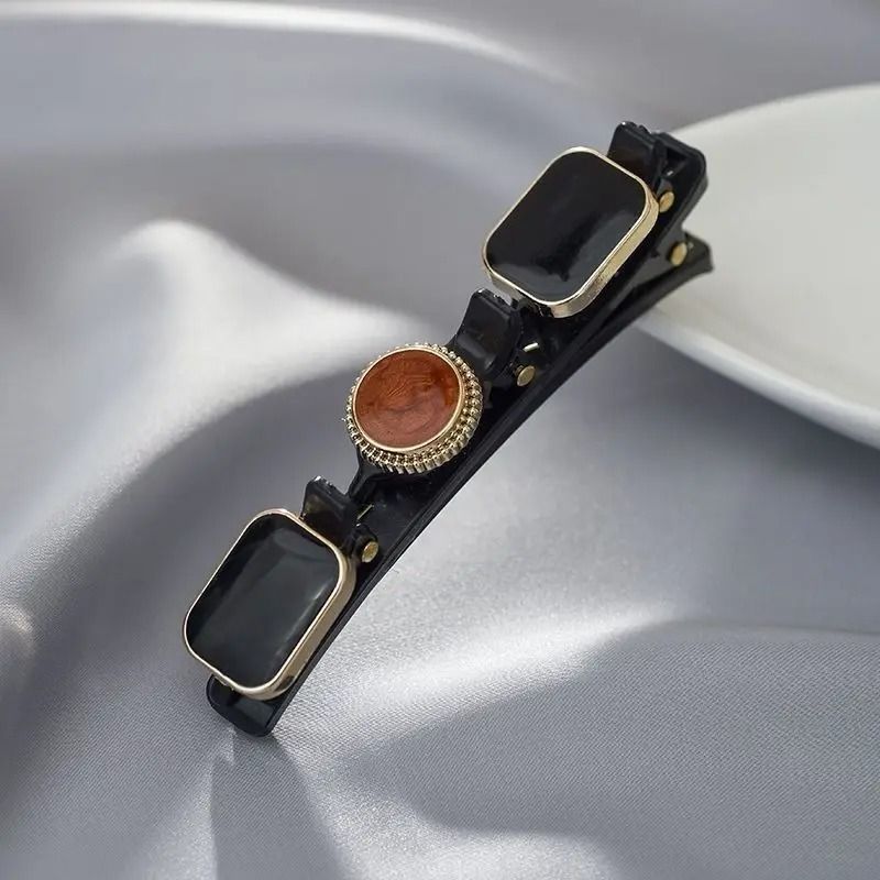 Double Layer Braided Hairclip With Rhinestone And Faux Pearl Accent 4