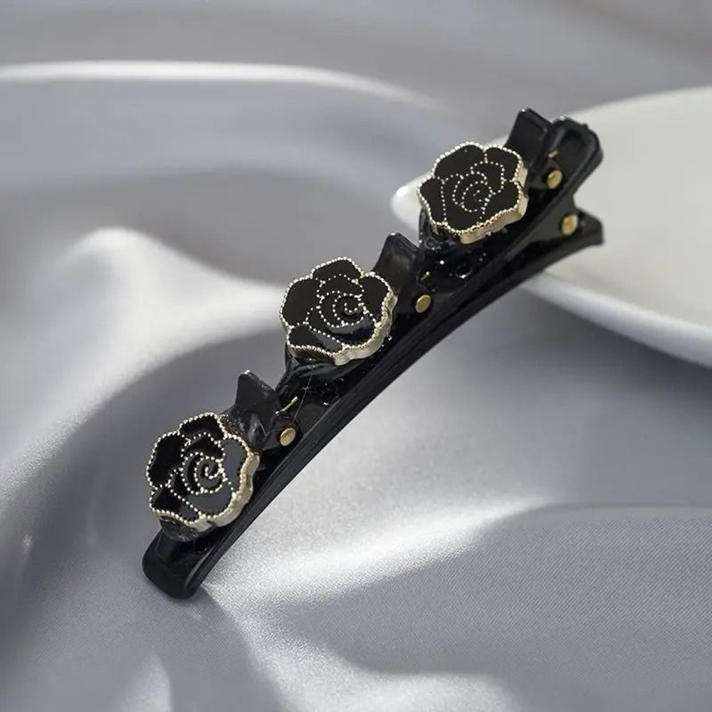 Double Layer Braided Hairclip With Rhinestone And Faux Pearl Accent 6