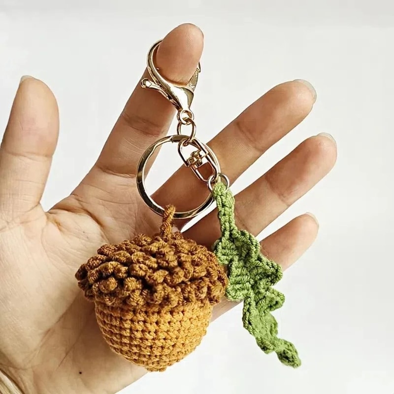 Handmade Acorn And Doll Knitted Keychain For Bags And Cars 2