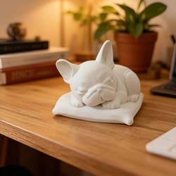 minimalist white sleeping bulldog desktop ornament for home decor