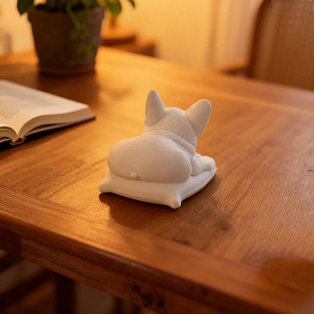 Minimalist White Sleeping Bulldog Desktop Ornament For Home Decor 1