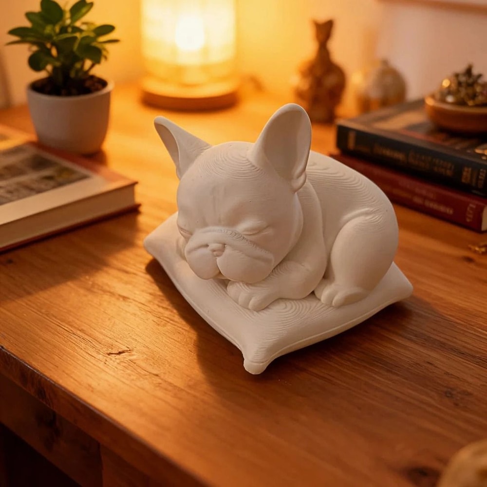 Minimalist White Sleeping Bulldog Desktop Ornament For Home Decor 2