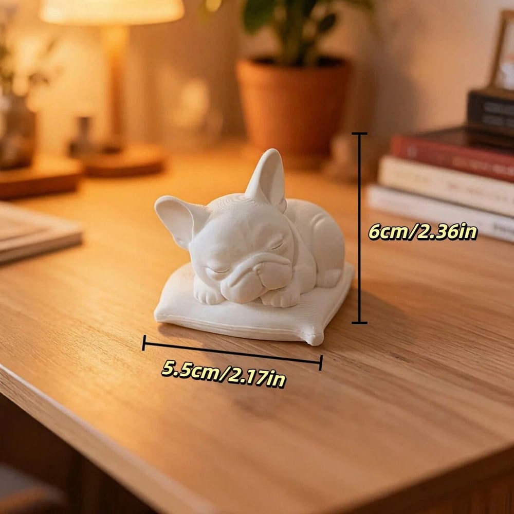 Minimalist White Sleeping Bulldog Desktop Ornament For Home Decor 5