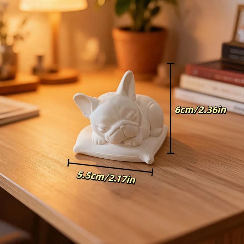 Minimalist White Sleeping Bulldog Desktop Ornament For Home Decor 5