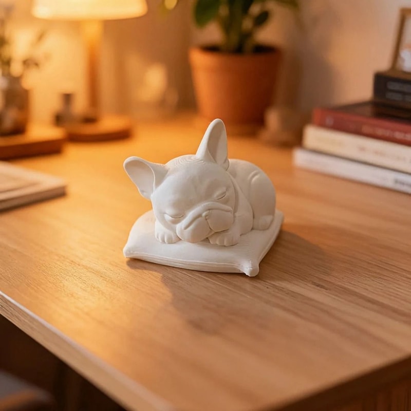 Minimalist White Sleeping Bulldog Desktop Ornament For Home Decor 6