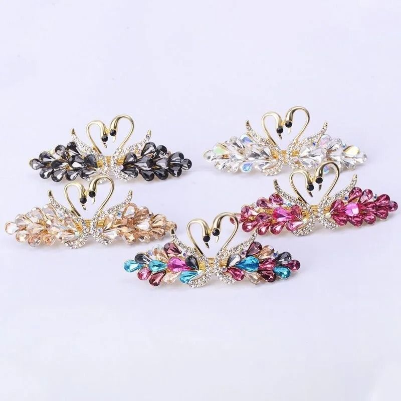 Sparkly Diamond Swan Hair Barrettes Stylish Hair Clips 2