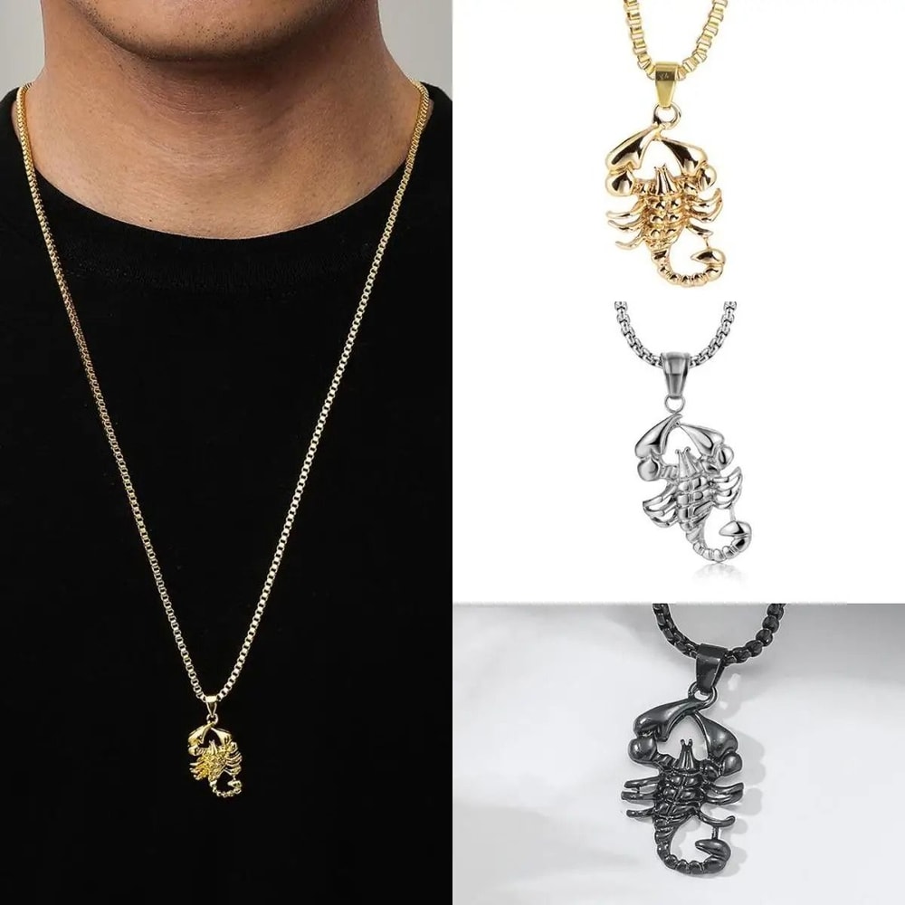 Mens Punk Scorpion Pendant Necklace For Street Style 0