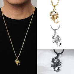 mens punk scorpion pendant necklace for street style