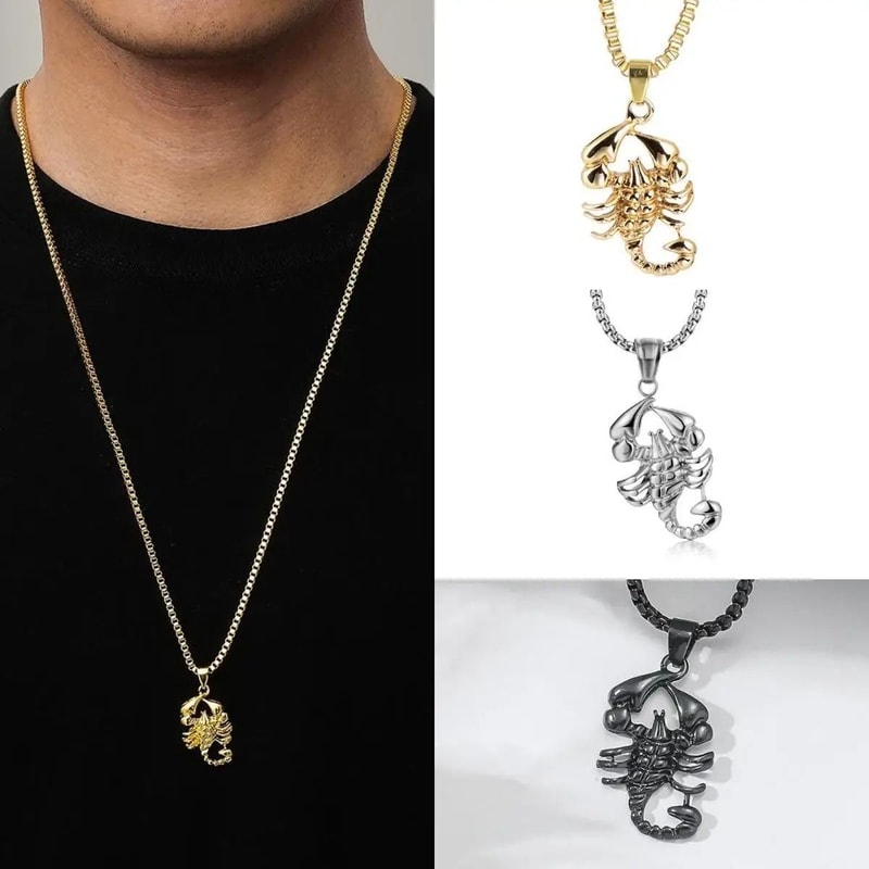 Mens Punk Scorpion Pendant Necklace For Street Style 0