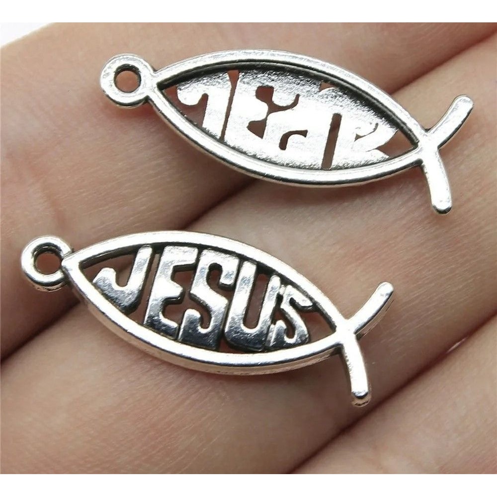 Vintage Hollow Jesus Fish Key Chain Charms For Jewelry Making 8