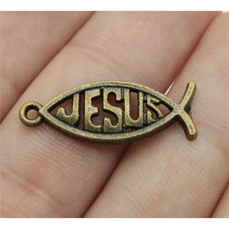 Vintage Hollow Jesus Fish Key Chain Charms For Jewelry Making 7