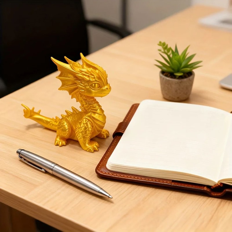 Mini Golden Dragon Desktop Figurine For Home Decor 0