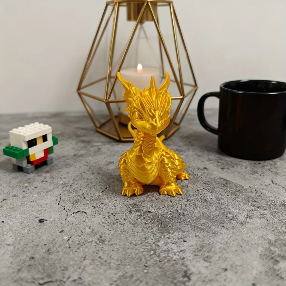 Mini Golden Dragon Desktop Figurine For Home Decor 3