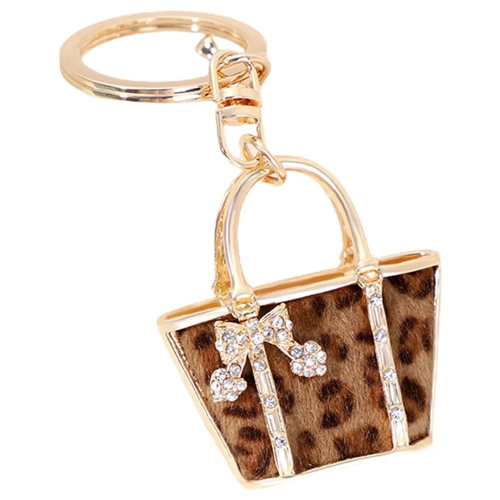 Leopard Print Bag Shaped Keychain For Keys And Car Gifts 1