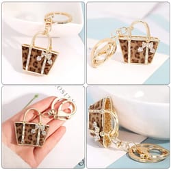 leopard print bag shaped keychain for keys and car gifts