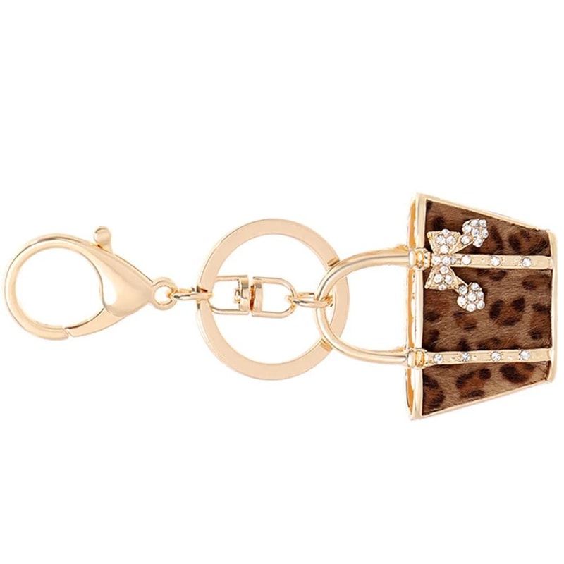 Leopard Print Bag Shaped Keychain For Keys And Car Gifts 2