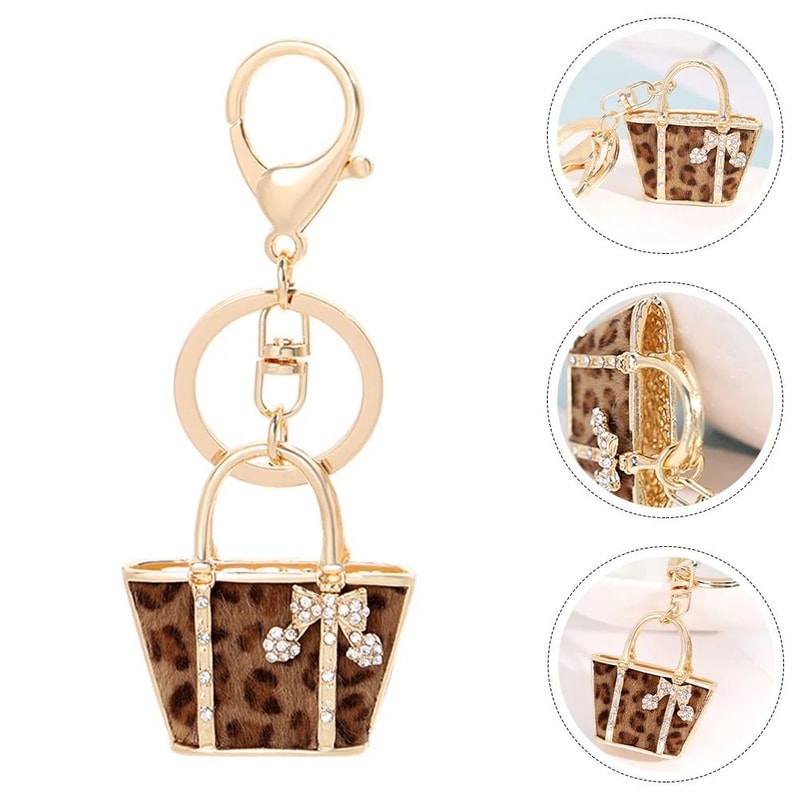 Leopard Print Bag Shaped Keychain For Keys And Car Gifts 3