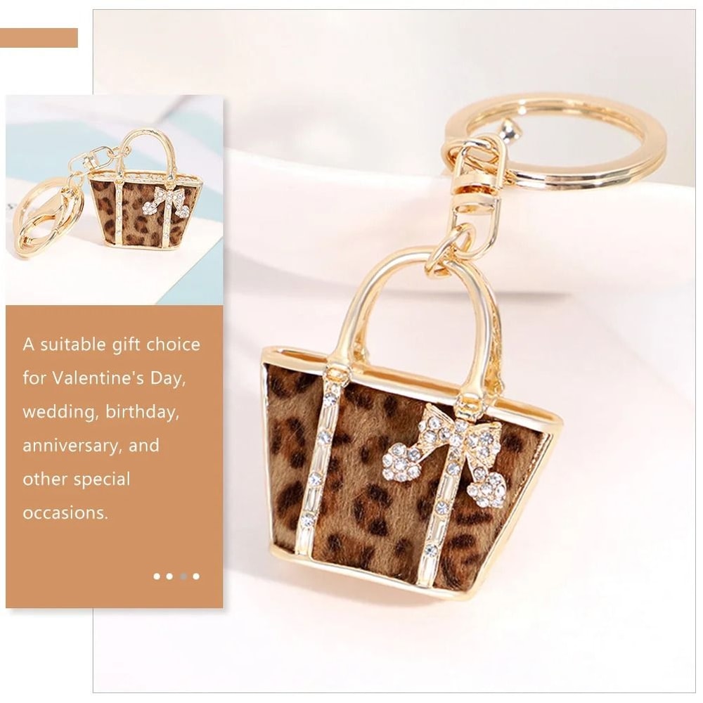 Leopard Print Bag Shaped Keychain For Keys And Car Gifts 4