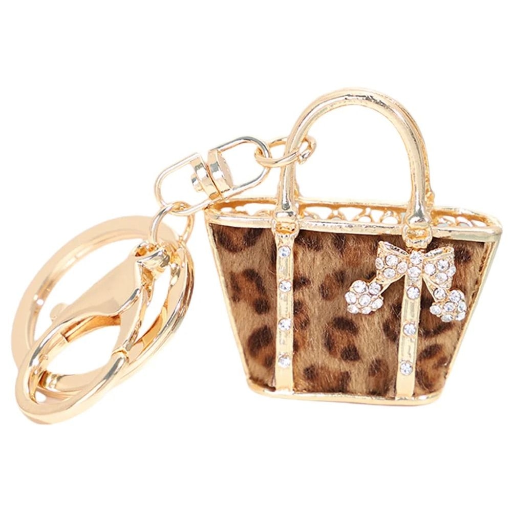 Leopard Print Bag Shaped Keychain For Keys And Car Gifts 5