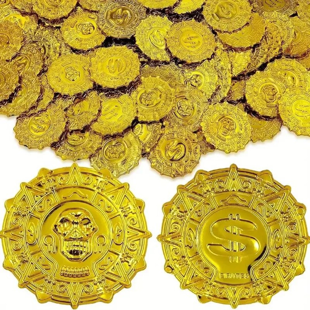 Faux Bronze Roman Pirate Coin Props Set For Party Decorations 5