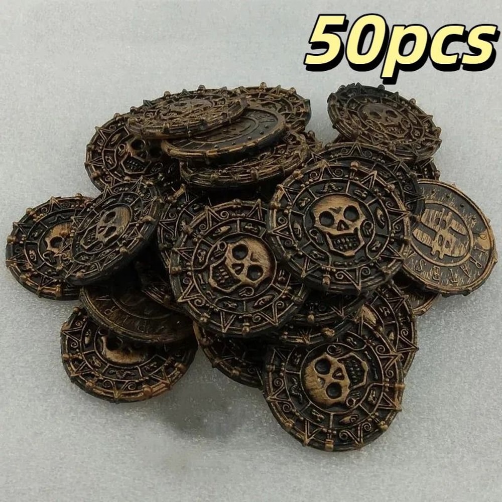 Faux Bronze Roman Pirate Coin Props Set For Party Decorations 7