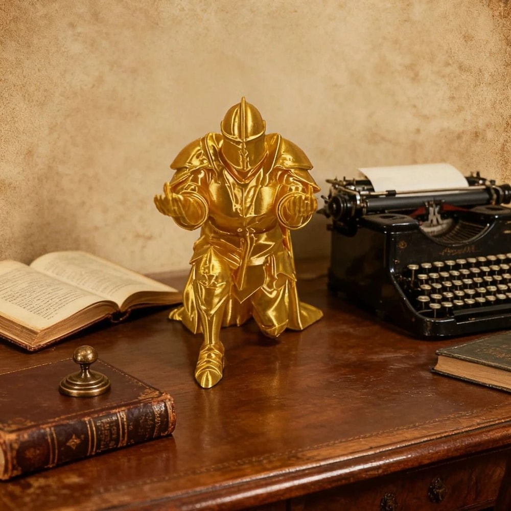 Golden Knight Creative Pen Holder Personalized Desktop Ornament Pen Storage Rack 2