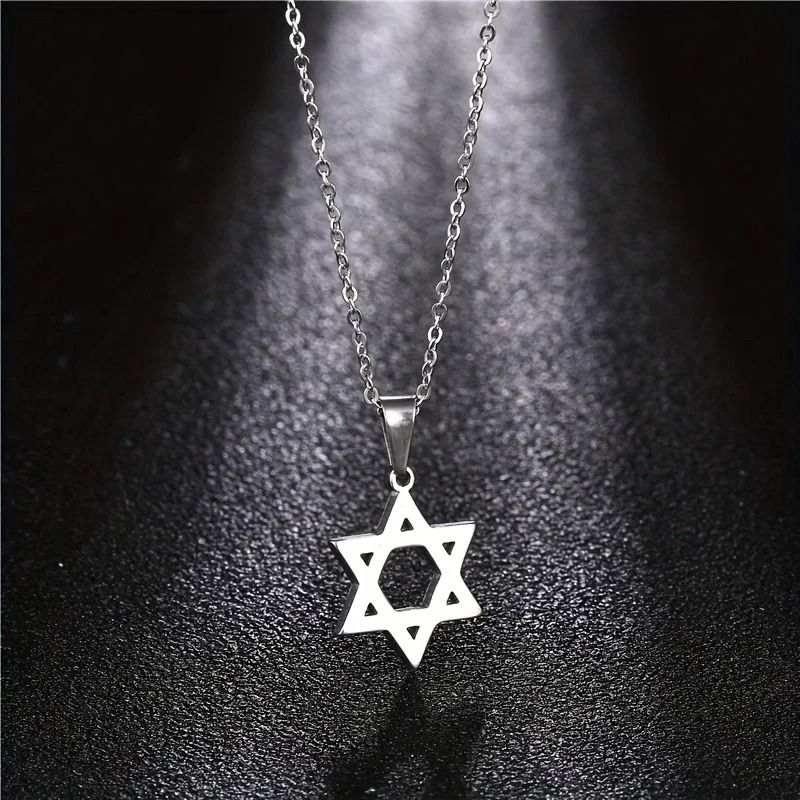 Stainless Steel Star Of David Necklace Religious Amulet Pendant 0