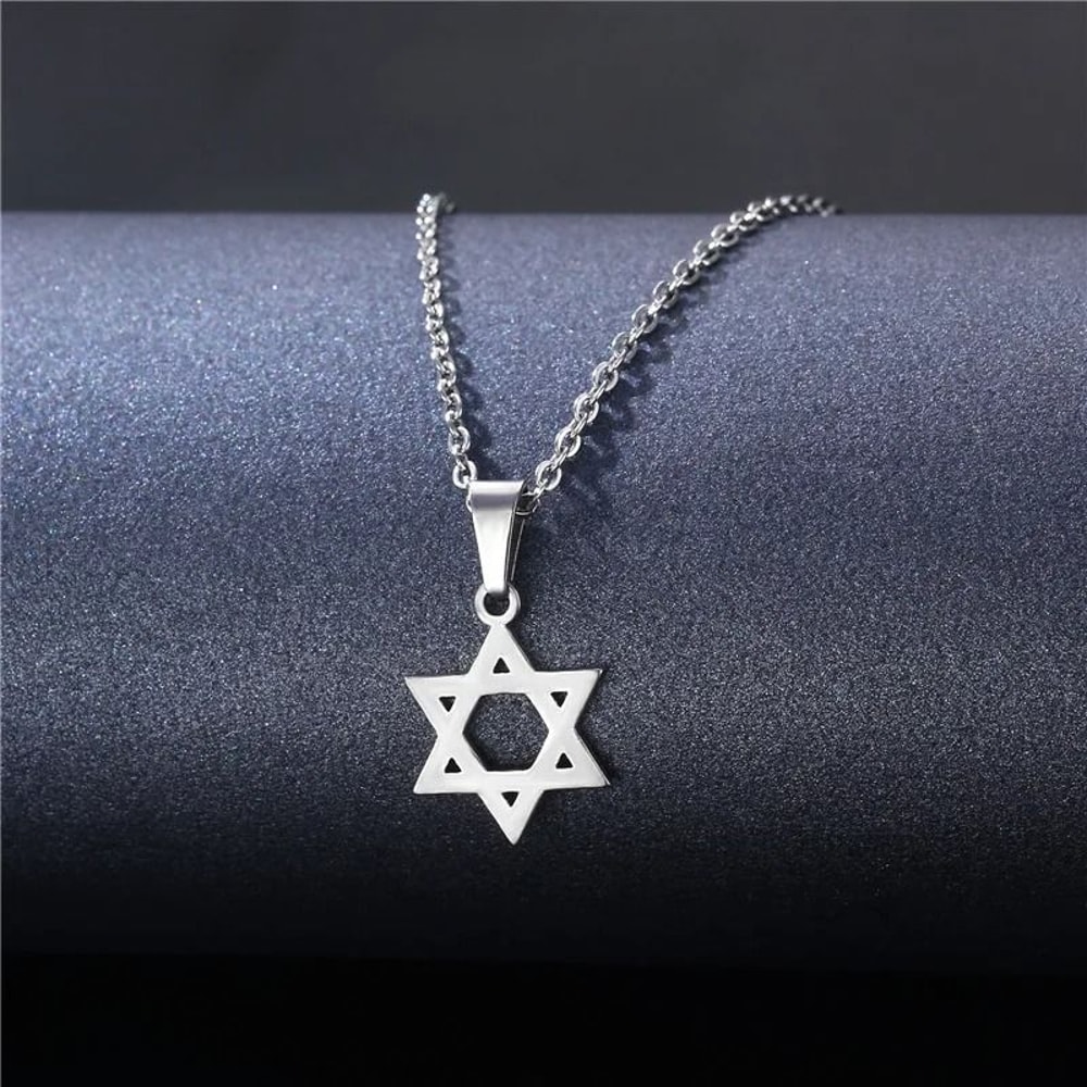 Stainless Steel Star Of David Necklace Religious Amulet Pendant 2