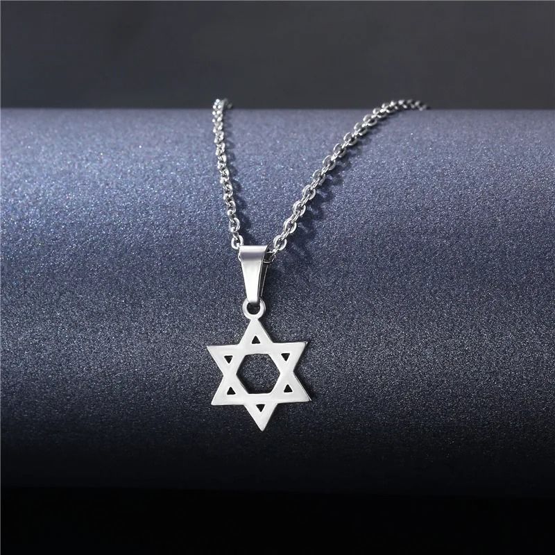Stainless Steel Star Of David Necklace Religious Amulet Pendant 2