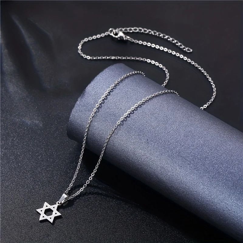 Stainless Steel Star Of David Necklace Religious Amulet Pendant 3