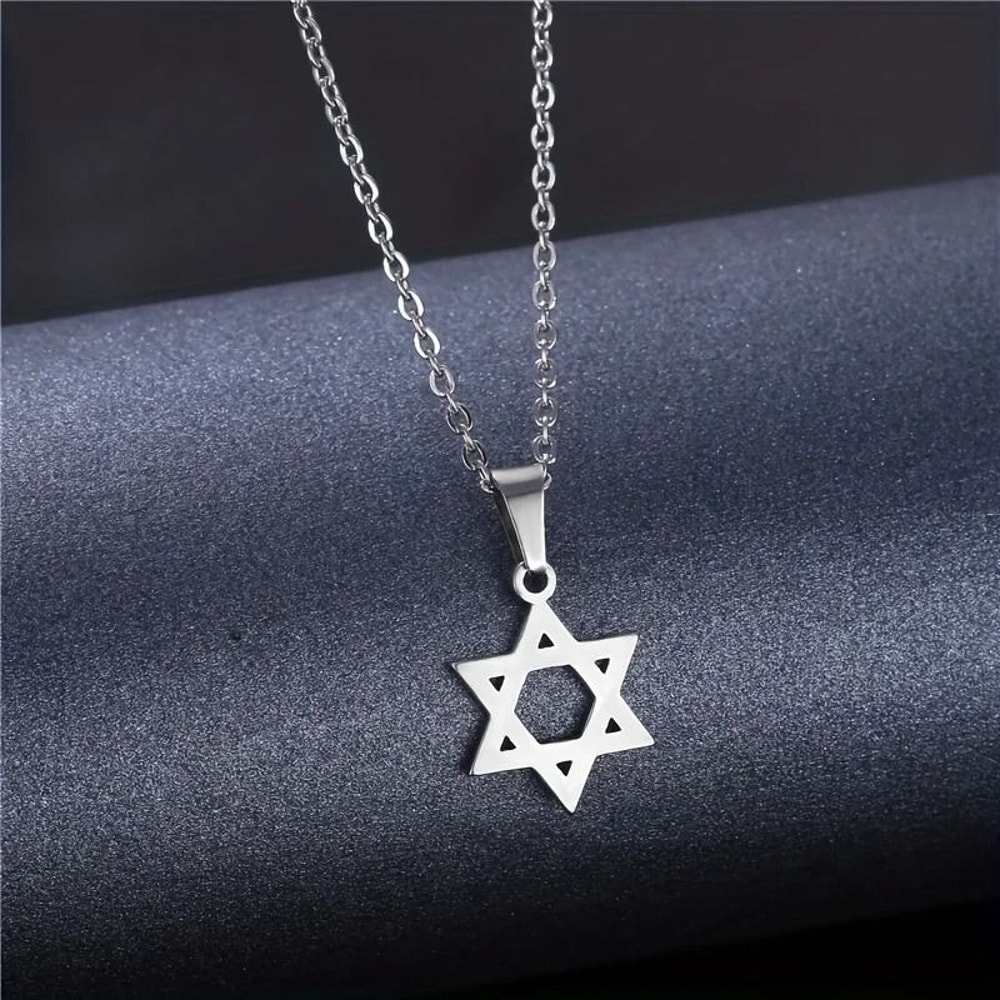 Stainless Steel Star Of David Necklace Religious Amulet Pendant 6