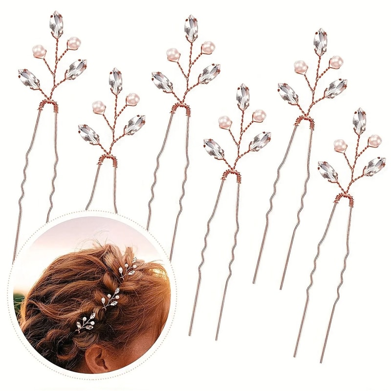 Faux Pearl Decor Hair Pins Set Of Six Fashion Bridal Hair Accessories 2