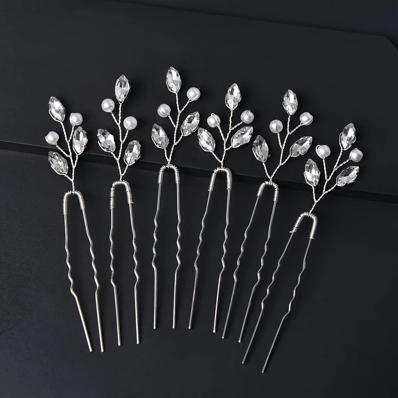 Faux Pearl Decor Hair Pins Set Of Six Fashion Bridal Hair Accessories 6