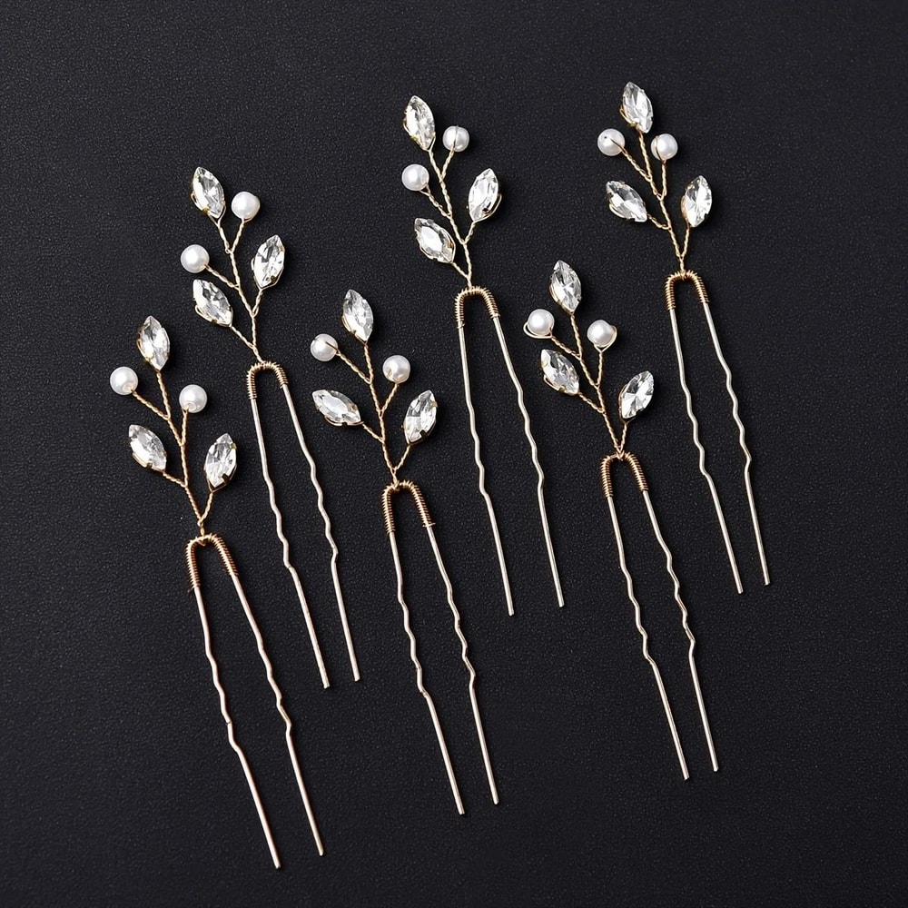 Faux Pearl Decor Hair Pins Set Of Six Fashion Bridal Hair Accessories 8