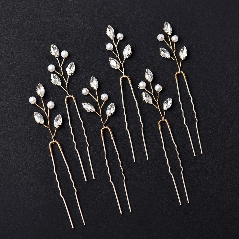 Faux Pearl Decor Hair Pins Set Of Six Fashion Bridal Hair Accessories 8