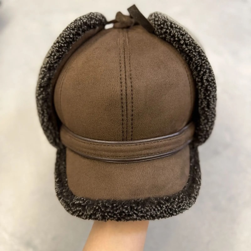 Winter Leather Fur Bomber Hat Warm Earflap Hat For Men 6