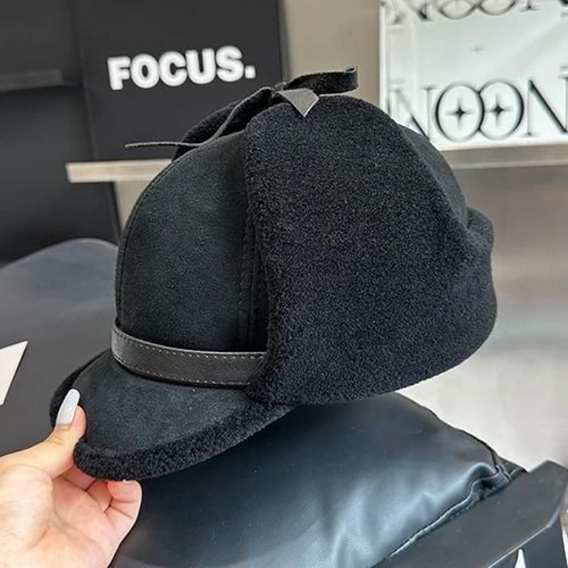 Winter Leather Fur Bomber Hat Warm Earflap Hat For Men 7