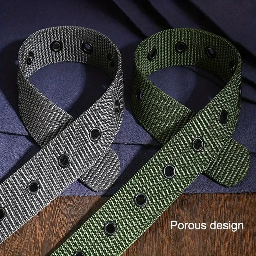 Porous Canvas Pin Buckle Belt Trendy Eyelet Belt For Men And Women 2