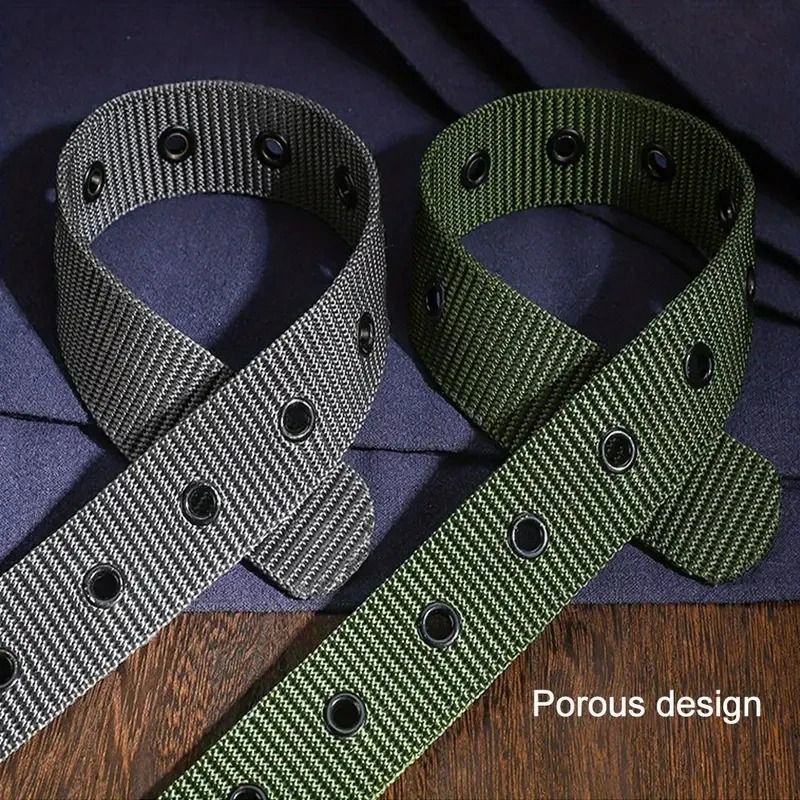 Porous Canvas Pin Buckle Belt Trendy Eyelet Belt For Men And Women 2