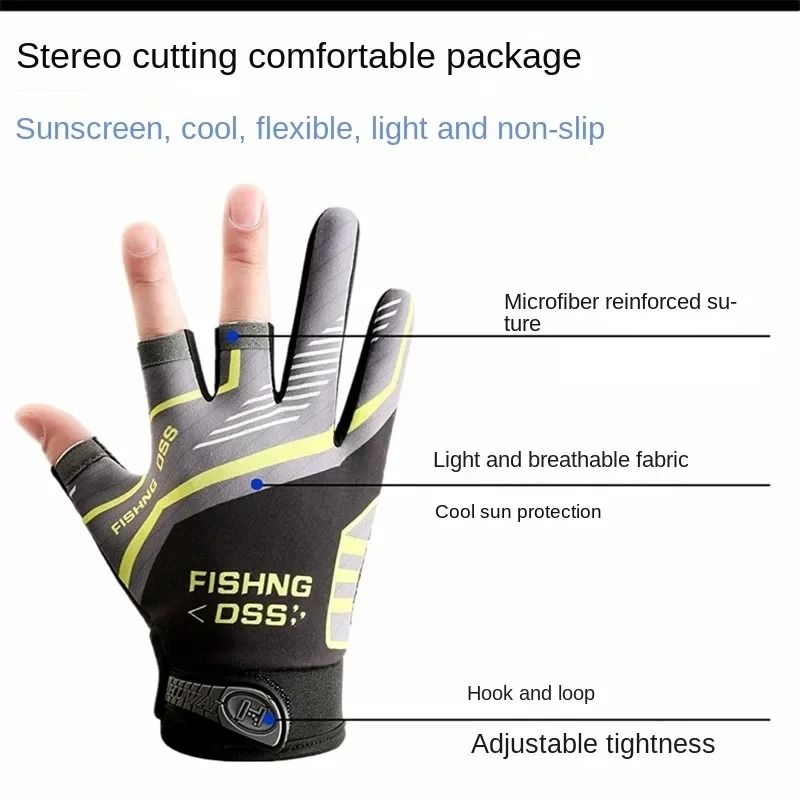 3 Finger Cut Fishing And Cycling Breathable Gloves For Men 4