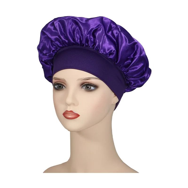 Wide Brim Silk Nightcap Hair Wrap For Women Soft Elastic Sleep Cap 8